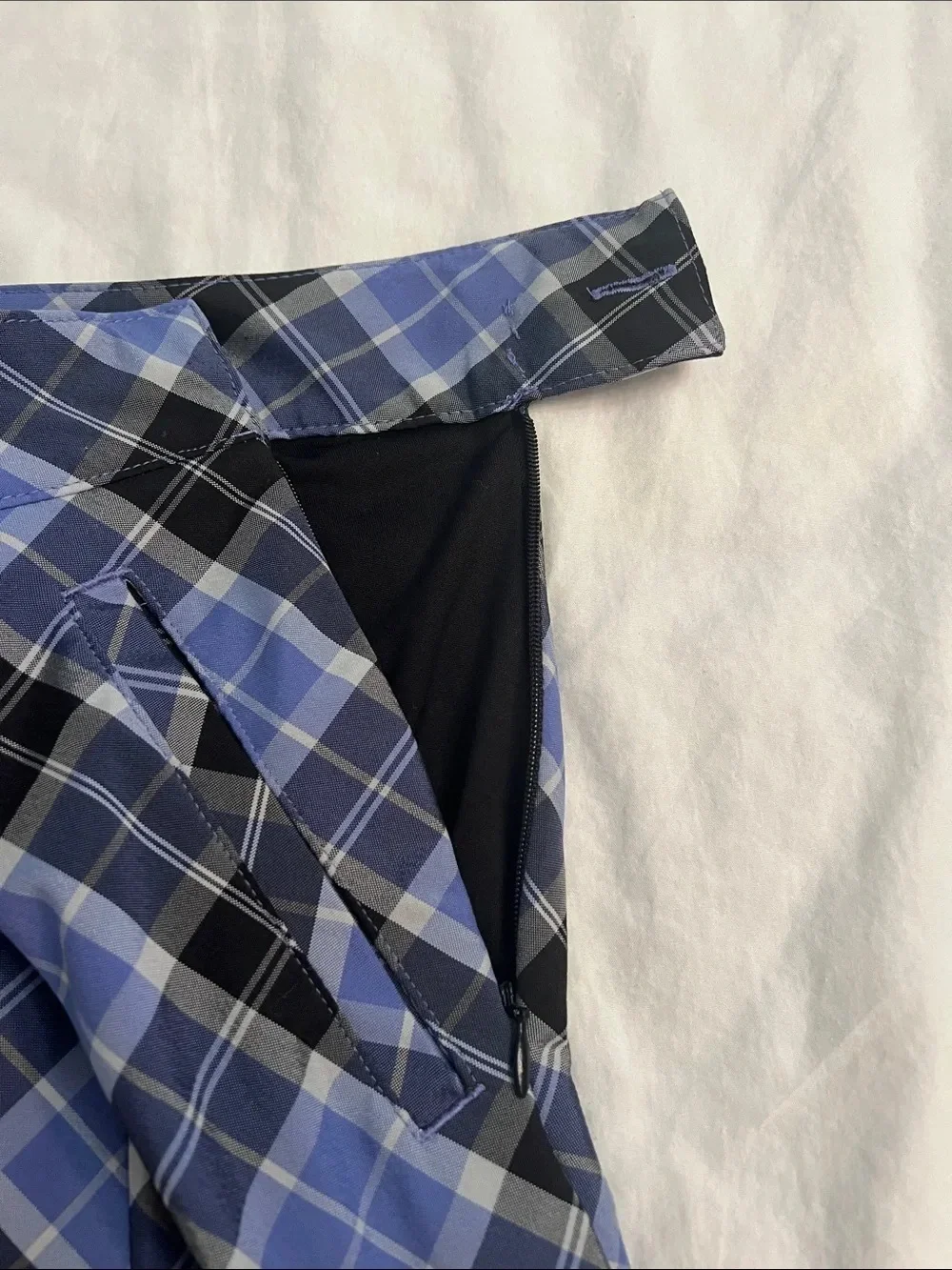 Plaid Blue Pleated Mini Skirt